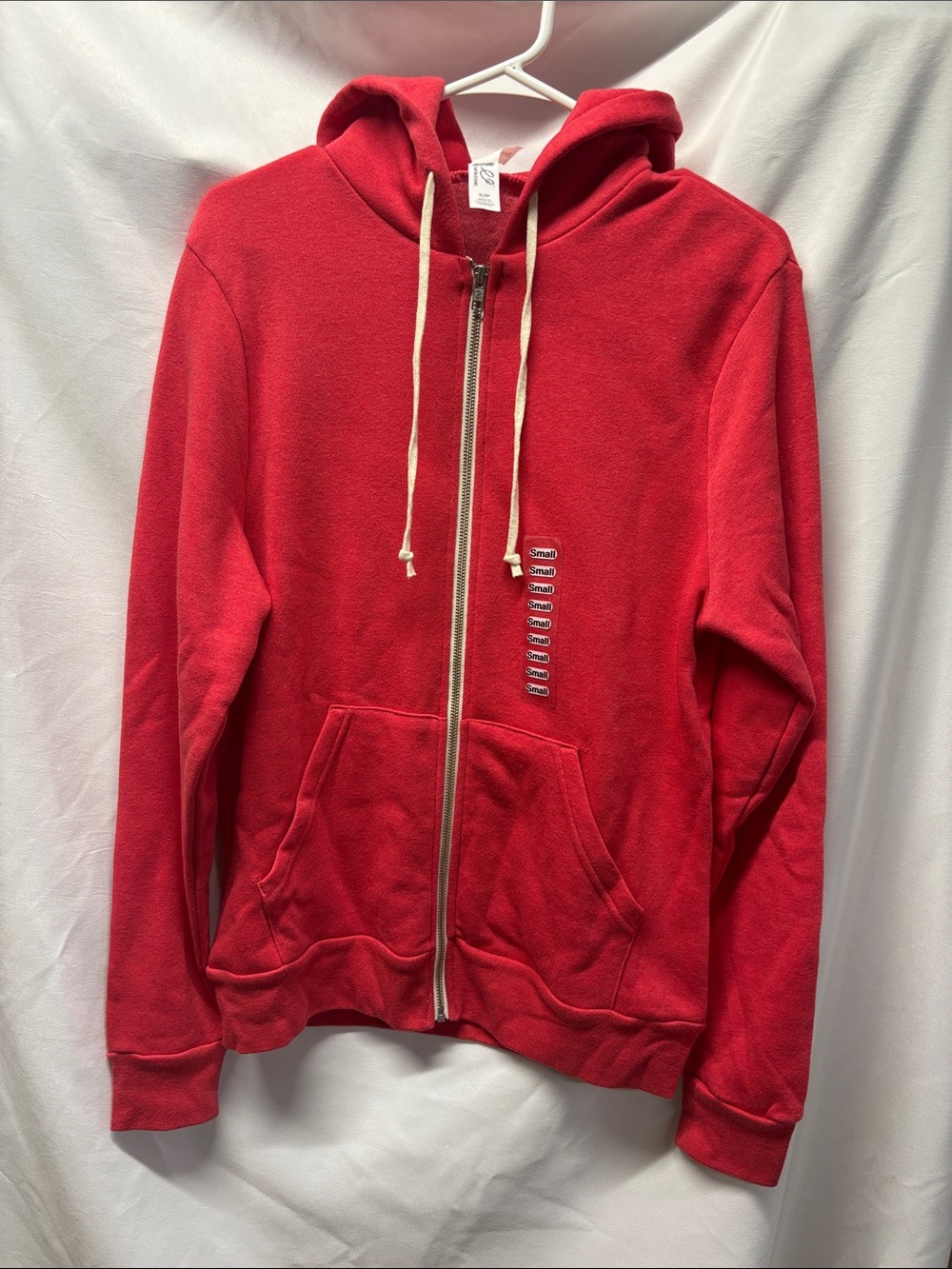 Alternative Coral/Pink Zip Hoodie with Cream Drawstrings
